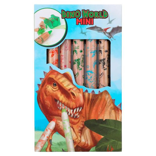 Dino World Mini Dino lápices de colores & sacapuntas