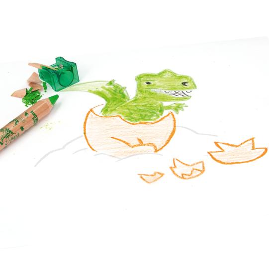 Dino World Mini Dino lápices de colores & sacapuntas