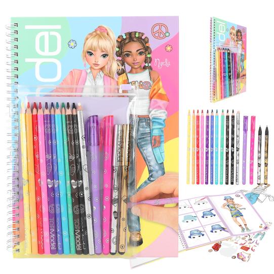 TOPModel Libro de colorear con un set de 14 lápices para diseñar