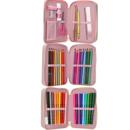 Estuche Triple Ylvi con lápices - color nube