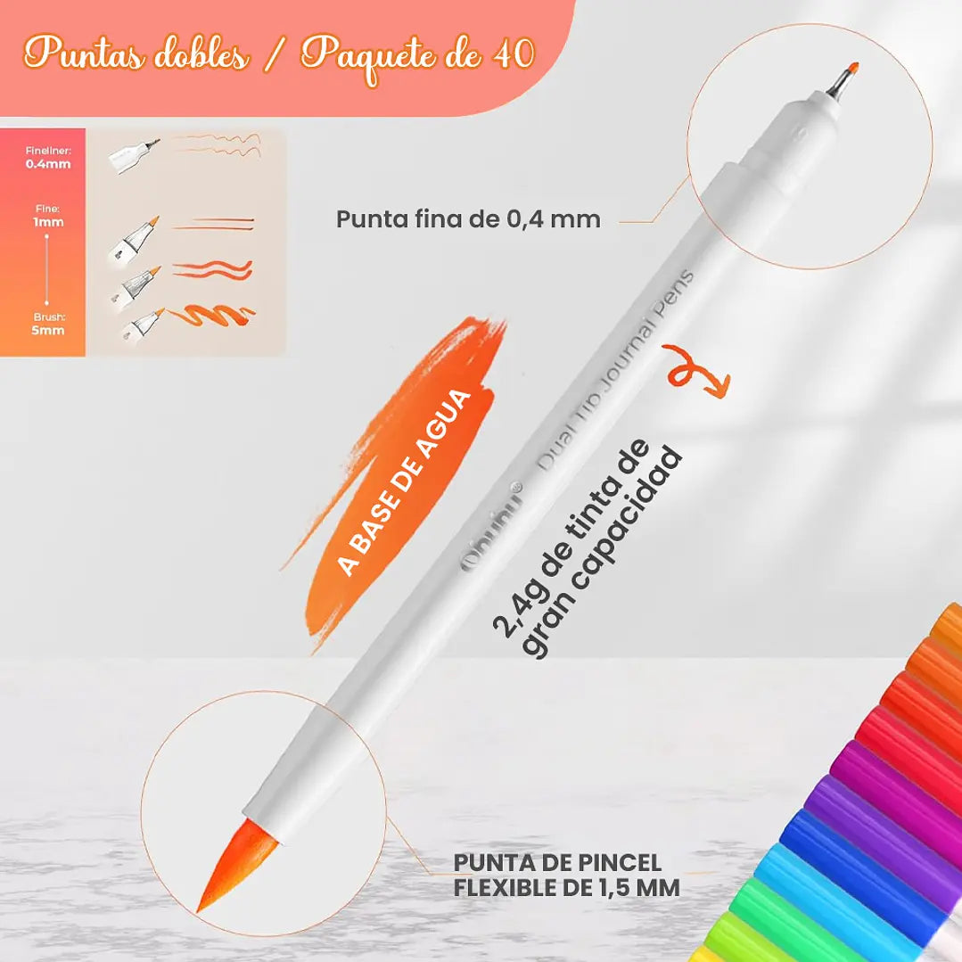 Set de 40 marcadores Dual Tip Journaling
