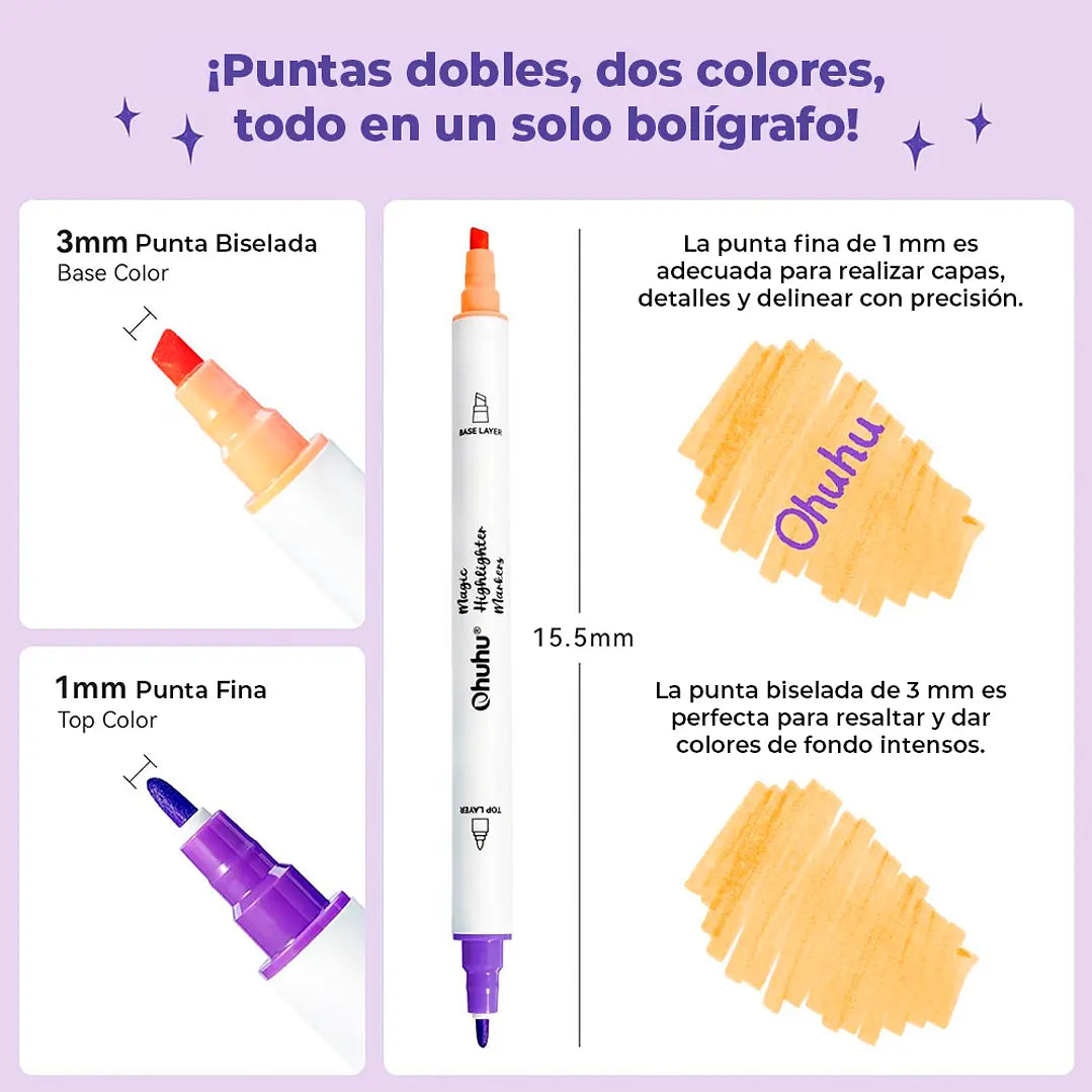 Estuche 16 marcadores destacadores mágicos 32 Colores