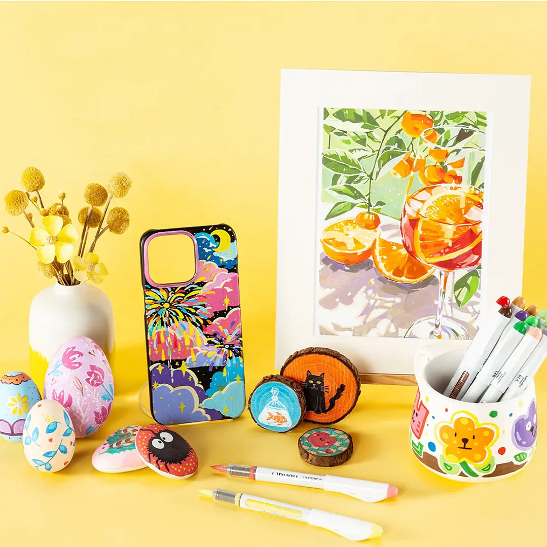 Estuche 24 Marcadores Acrílicos Punta Pincel OHUHU Serie NAHUKU