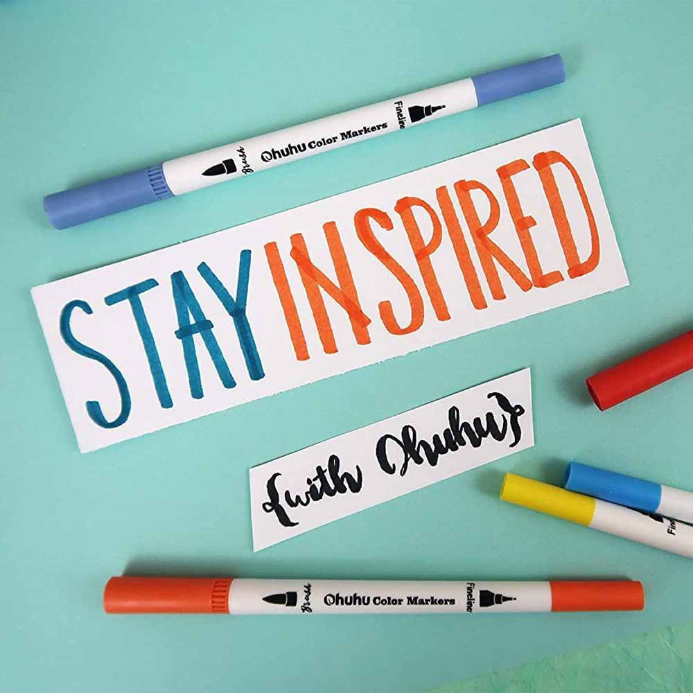 Set 36 Marcadores Ohuhu doble punta Acuarelables: Pincel & Fineliner