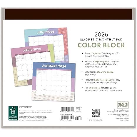 Calendario 2026 Magnético Color Block