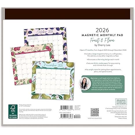 Calendario 2026 Magnético Fruit and Flora
