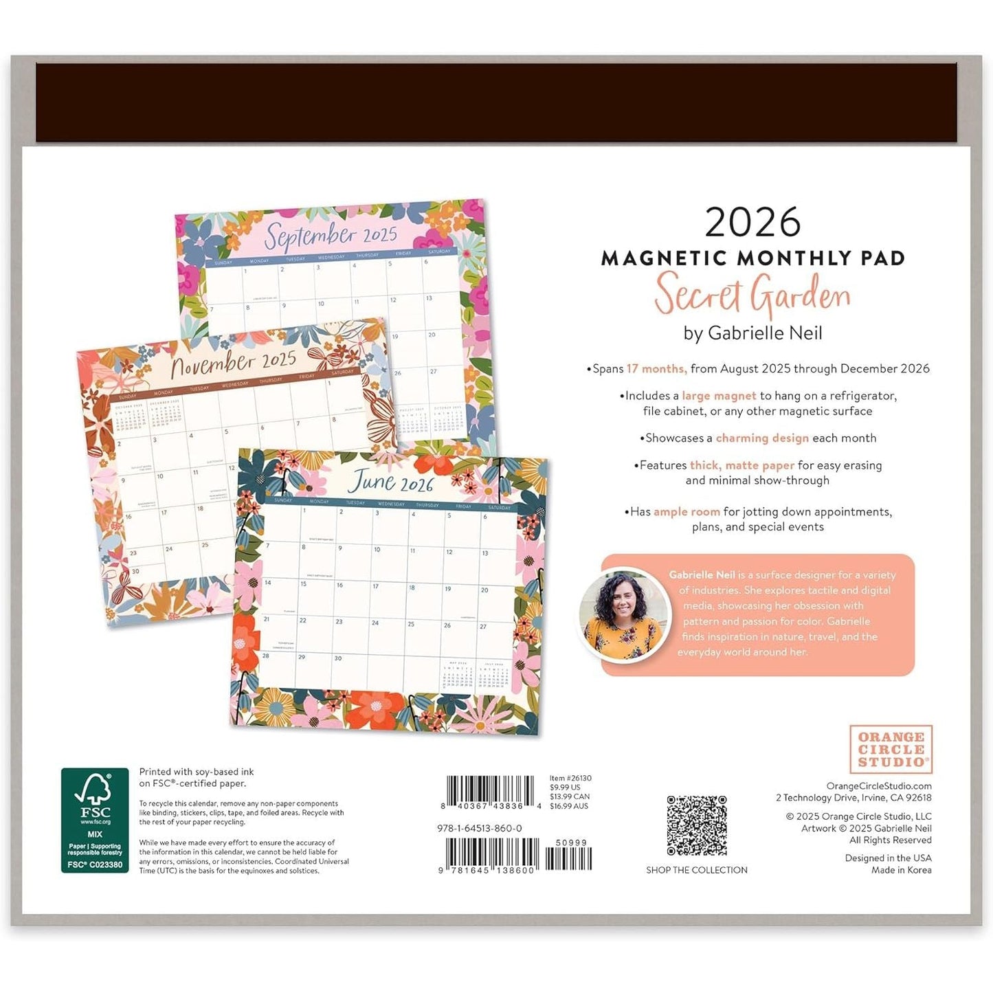 Calendario 2026 Magnético Secret Garden