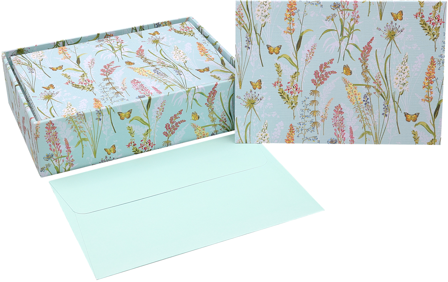 Set de tarjetas y sobres Flores y Mariposas