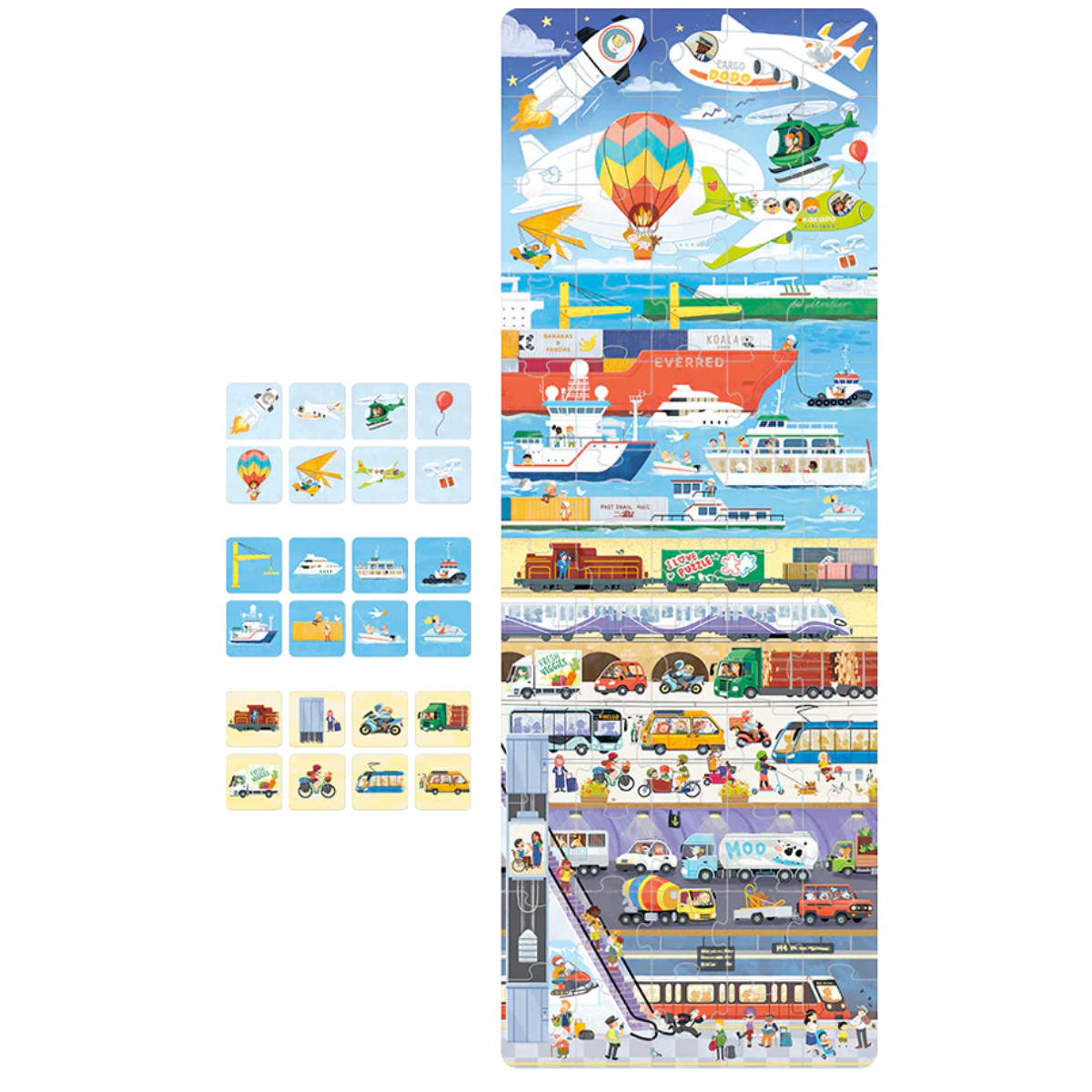 Puzzle y juego Transportes 60 piezas