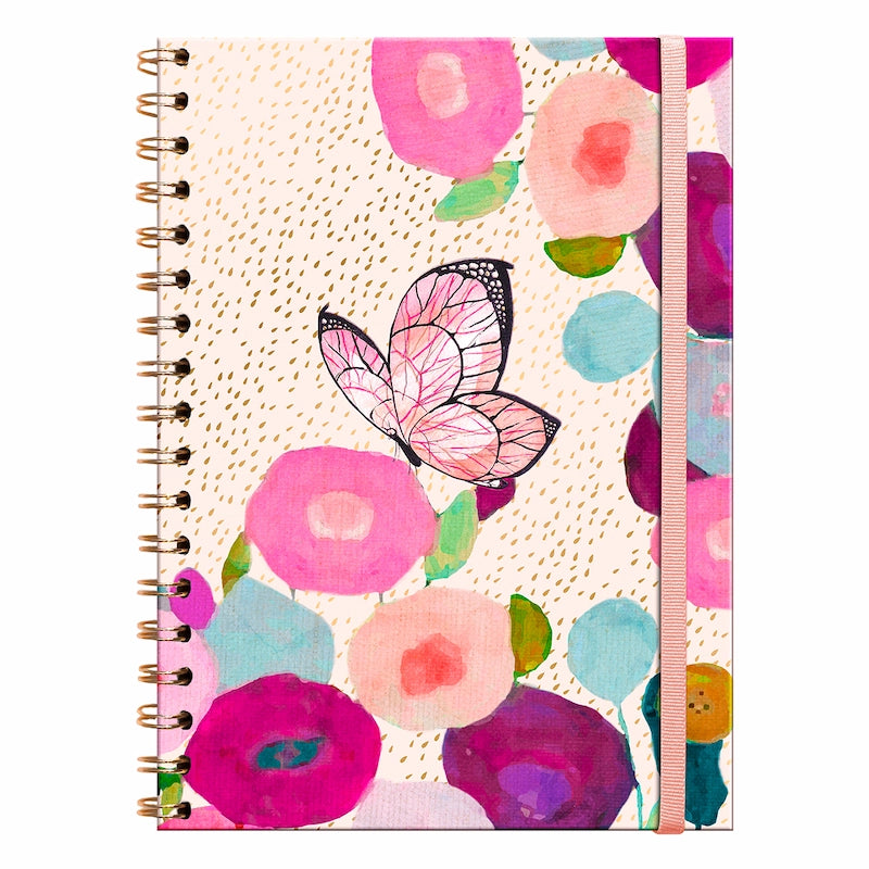 Cuaderno Extra grande Tapa dura Grande Butterfly rosa
