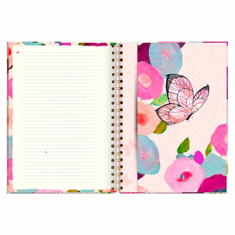 Cuaderno Extra grande Tapa dura Grande Butterfly rosa