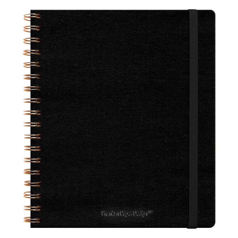 Libreta Ecocuero Lino Negro Espiral – Grande