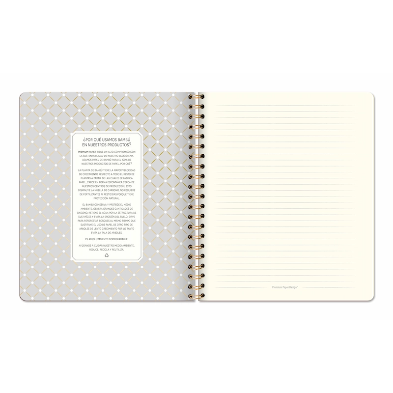 Libreta Ecocuero Lino Negro Espiral – Grande