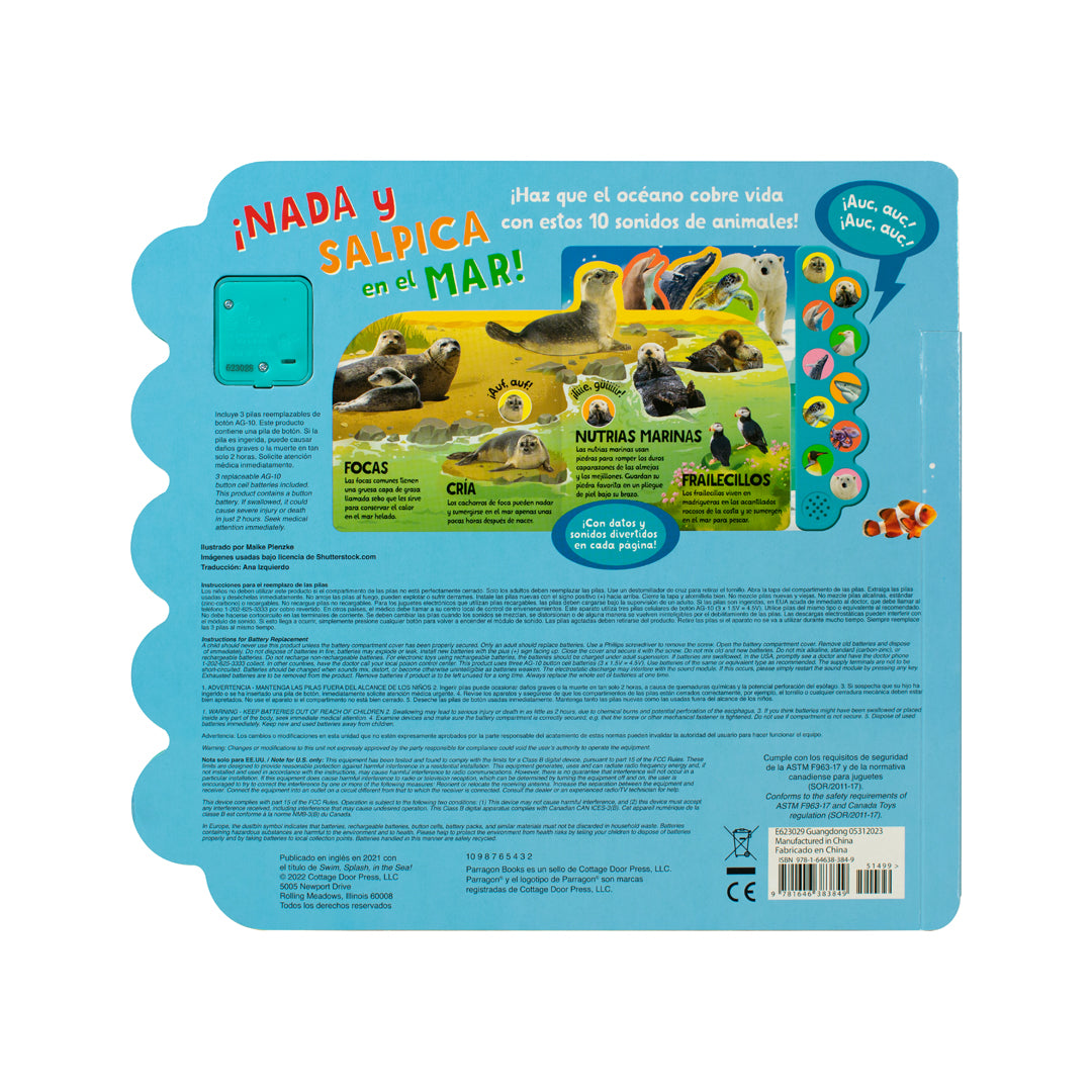 Libro con 10 Sonidos del océano ¡Nada y salpica en el mar!