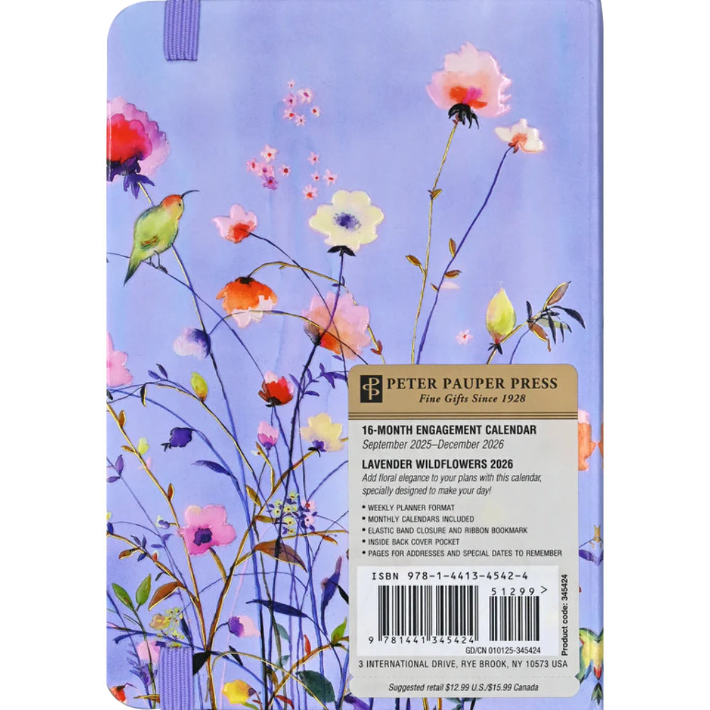 Agenda 2026 Lavender Wildflowers 16 Meses