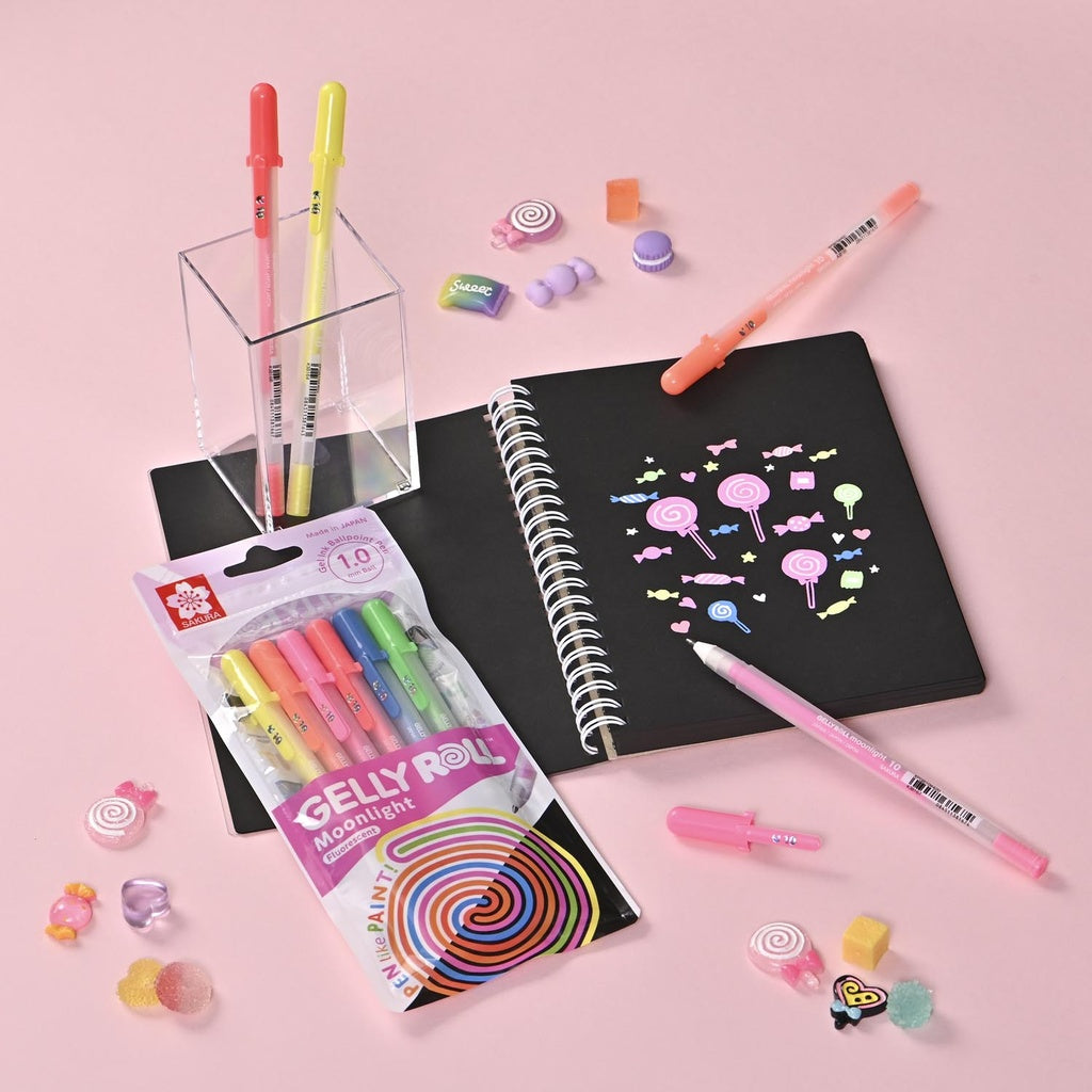 Set de Lapices Gelly Roll Sakura Moonlight 6 Colores Fluorescentes