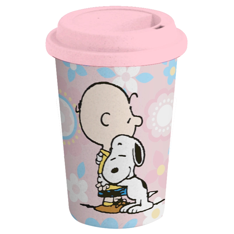 Vaso Ecológico de Bambú 475 ml – Snoopy Charlie Rosa