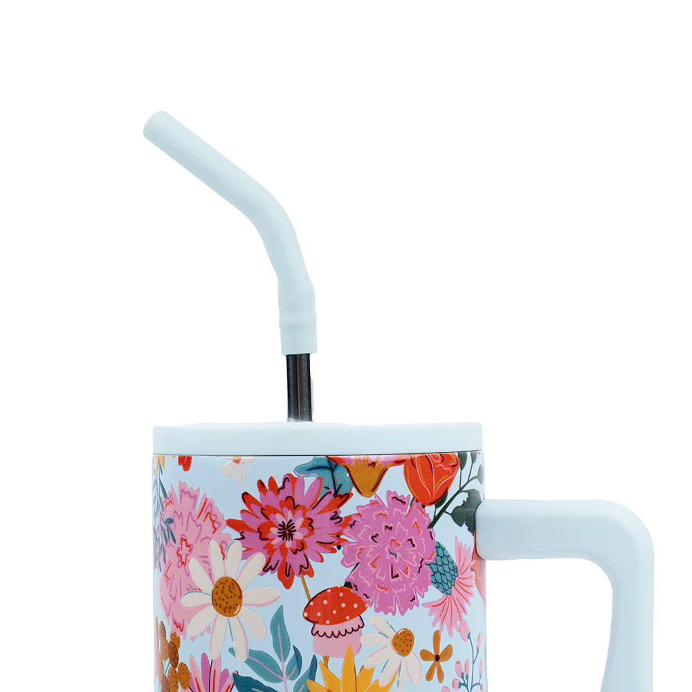 Vaso Acero Inoxcidable con Bombilla - Floral