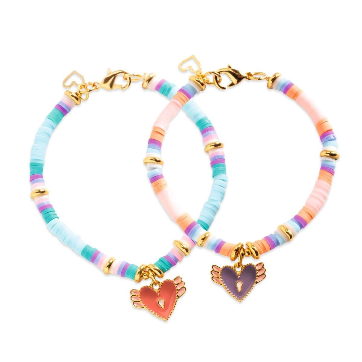 Pulseras duo de corazón heishi