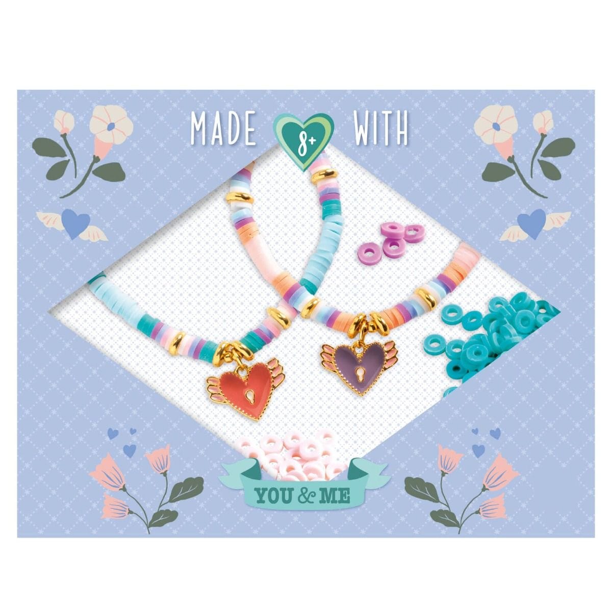 Pulseras duo de corazón heishi