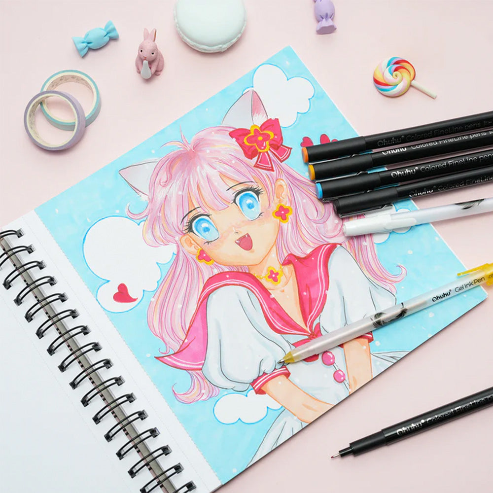 Hana Highway Fineliner Set de Bolígrafos de Dibujo 18 colores