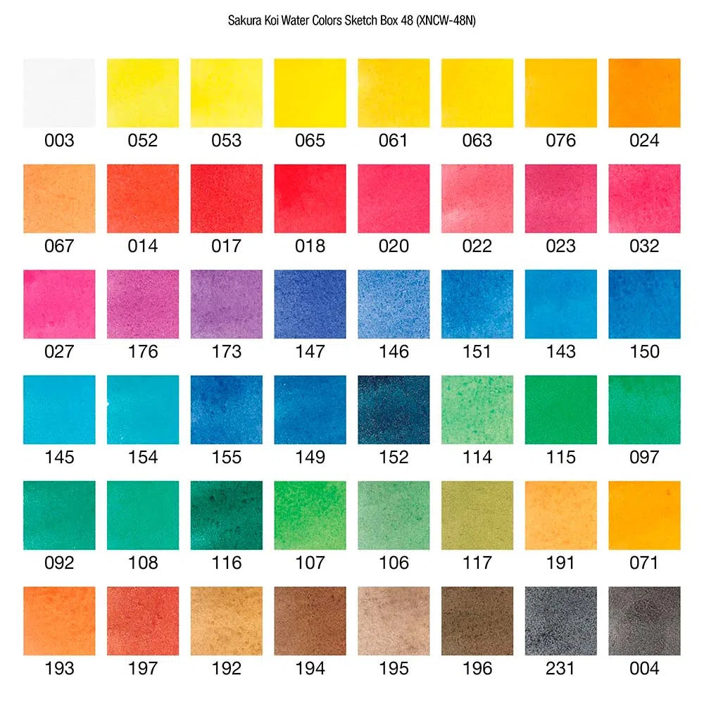 Set Acuarelas en Pastillas Koi 48 colores con water brush