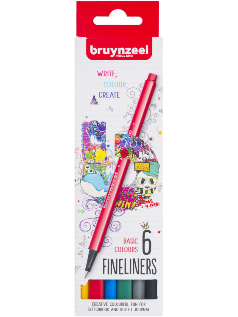 Marcadores Punta Fina Bruynzeel Set 6 Colores Básicos