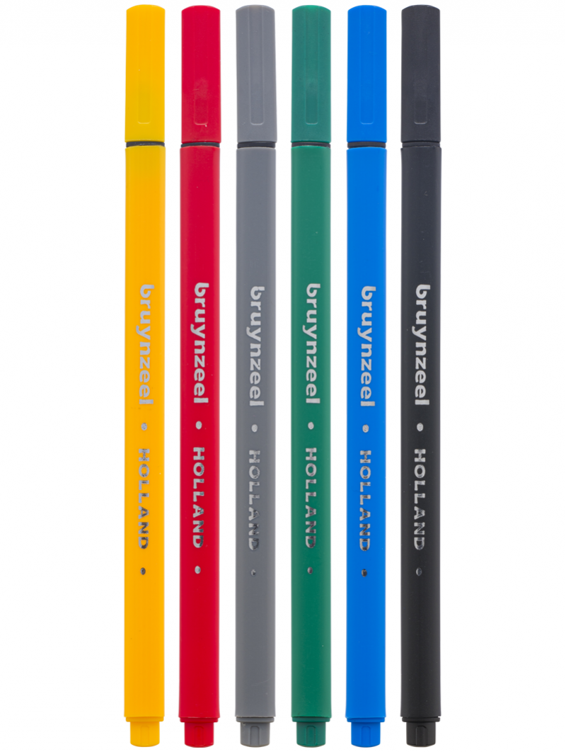 Marcadores Punta Fina Bruynzeel Set 6 Colores Básicos