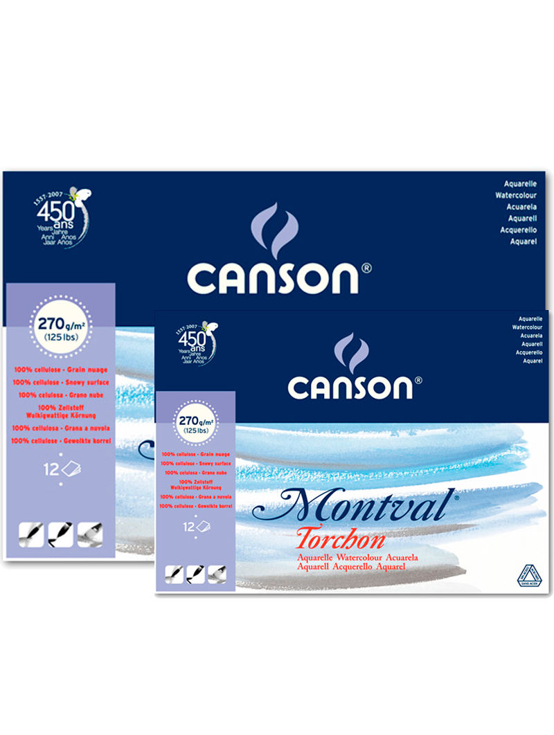 Block Acuarela Canson Montval 270 gr Grano Grueso 12 hjs