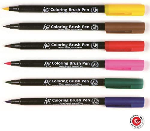 Set Marcadores Koi Brush Pens Básicos 6 un