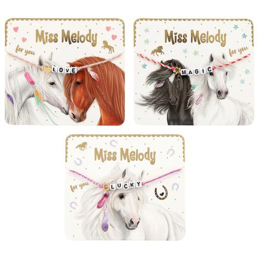 Miss Melody pulsera de tela con mensaje