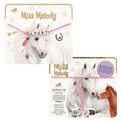 Miss Melody pulsera de tela con mensaje