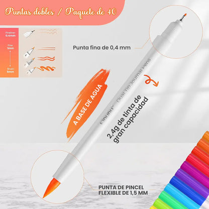 Set de 40 marcadores Dual Tip Journaling