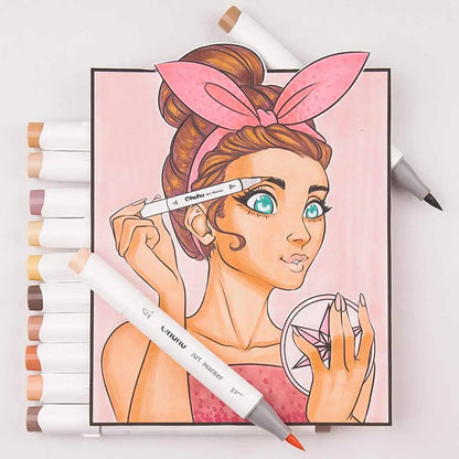 OHUHU HONOLULU  24 Marcadores de Alcohol  PIEL + 1 BLENDER PINCEL & BISELADA