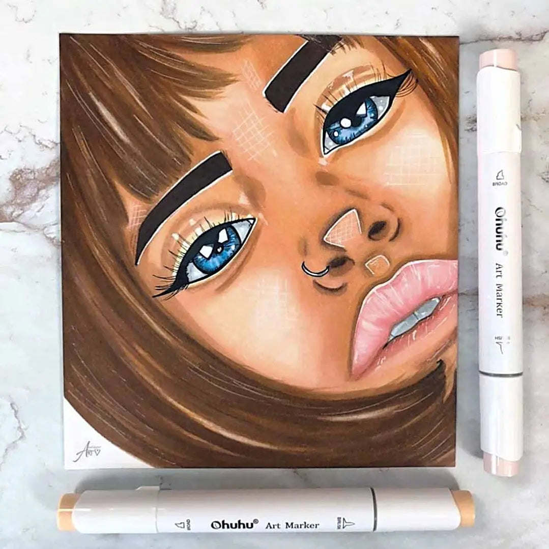 OHUHU HONOLULU  24 Marcadores de Alcohol  PIEL + 1 BLENDER PINCEL & BISELADA