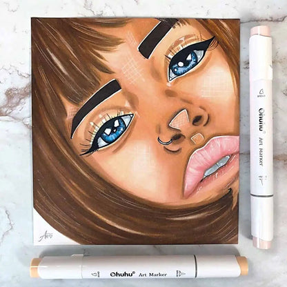 OHUHU HONOLULU  24 Marcadores de Alcohol  PIEL + 1 BLENDER PINCEL & BISELADA