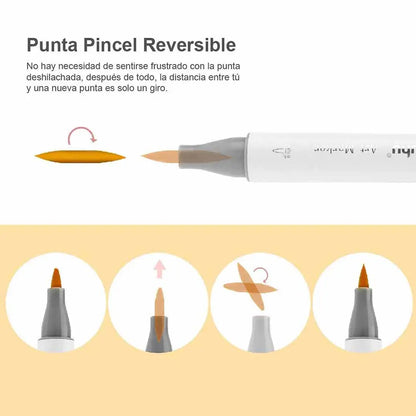 OHUHU HONOLULU  24 Marcadores de Alcohol  PIEL + 1 BLENDER PINCEL & BISELADA