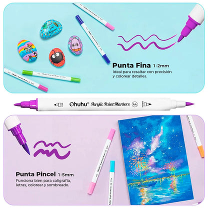 Marcadores acrílicos Cotton Core 36 colores doble punta