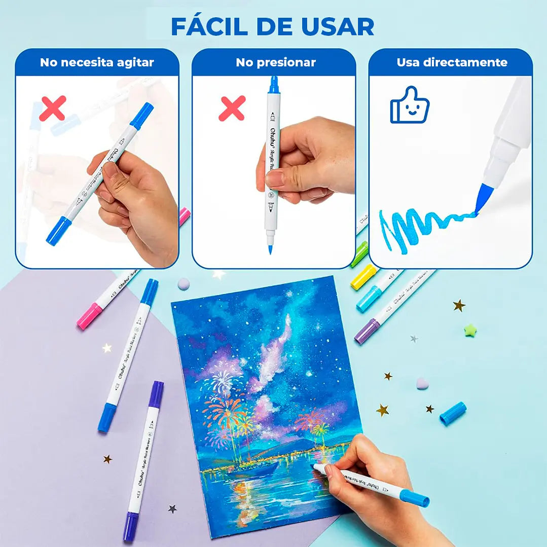 Marcadores acrílicos Cotton Core 36 colores doble punta