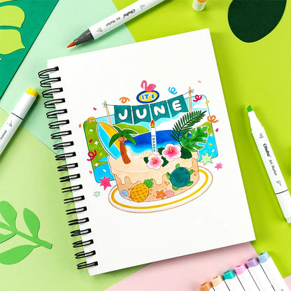 Set 6 Marcadores Honolulu base alcohol de doble punta  colores básicos