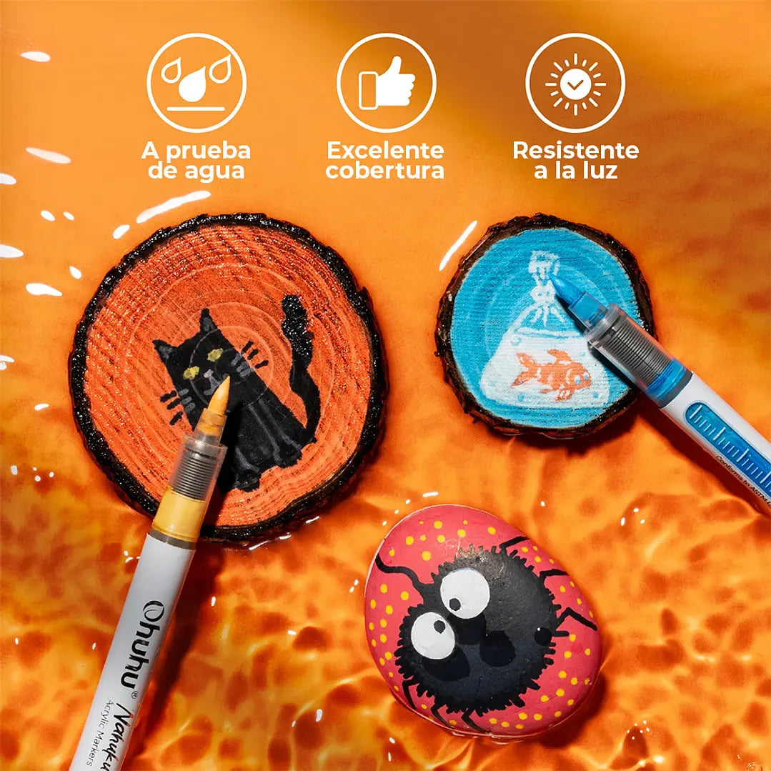 Estuche  24 Marcadores Acrílicos Punta Pincel  OHUHU Serie  NAHUKU