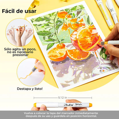 Estuche  24 Marcadores Acrílicos Punta Pincel  OHUHU Serie  NAHUKU