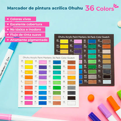 Marcadores acrílicos Cotton Core 36 colores doble punta
