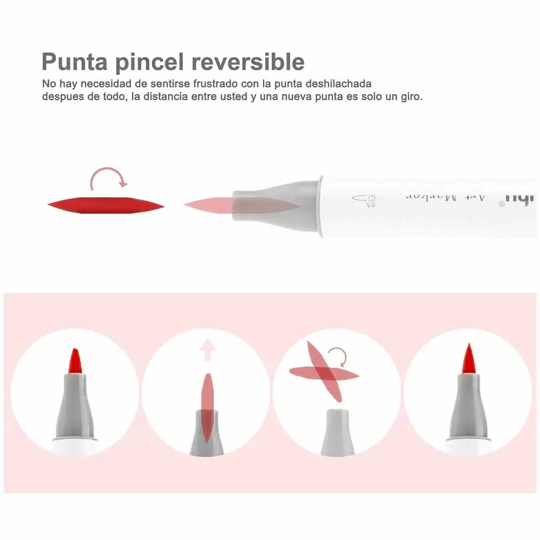 Set 72 Marcadores de Alcohol Punta Pincel  Y Biselada +1 blender Serie Honolulu