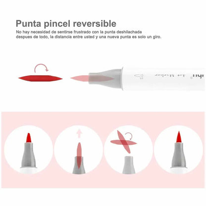 Set 72 Marcadores de Alcohol Punta Pincel  Y Biselada +1 blender Serie Honolulu