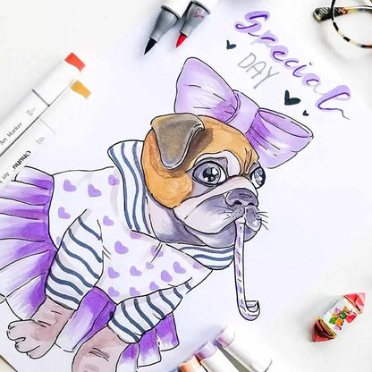 Set 72 Marcadores de Alcohol Punta Pincel  Y Biselada +1 blender Serie Honolulu