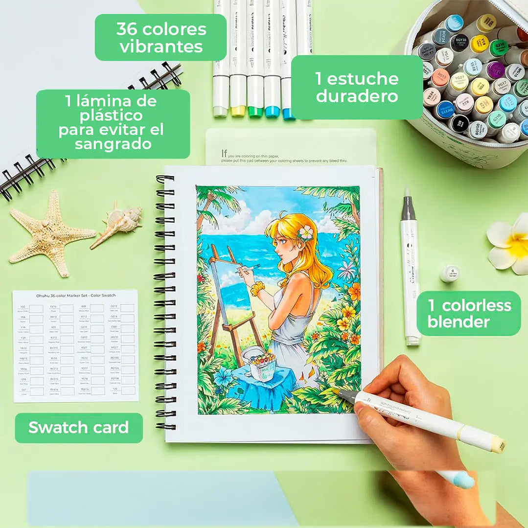 Set 36 Marcadores de alcohol Serie Honolulu Plus