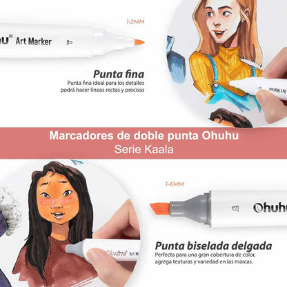 Set 24 Marcadores serie Kaala de Alcohol Tonos Piel