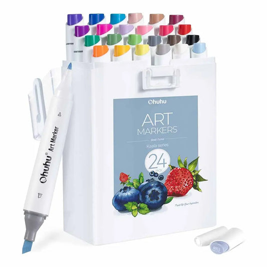 Set 24 Marcadores de Alcohol  doble punta tonos básicos serie Kaala