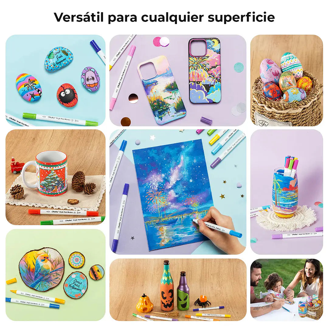 Estuche de 72 Marcadores Acrílicos AKAKA Pincel Fina